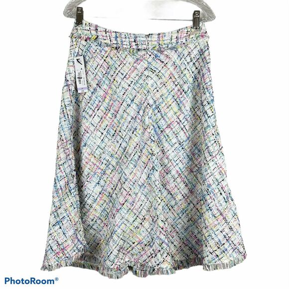 Worthington NWT Pastel Tweed Midi A-Line Skirt Size 4P Fully Lined Back Zip - Picture 3 of 11
